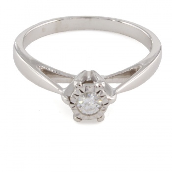 9ct White Gold Diamond Solitaire Ring Size J